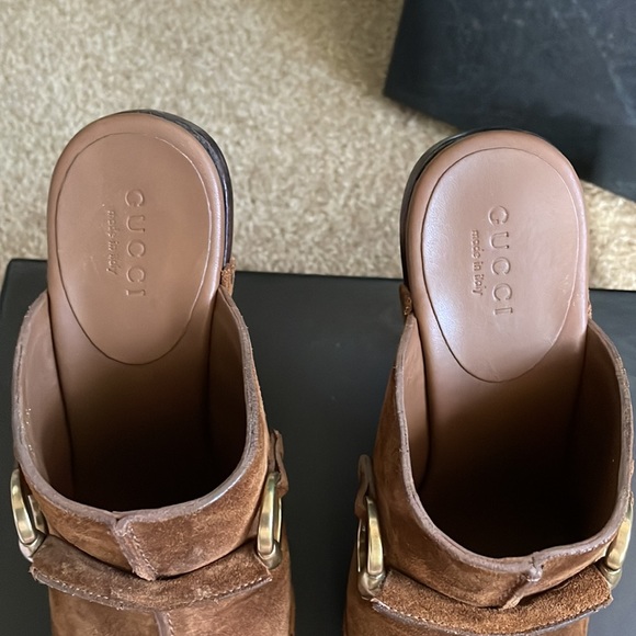 Women’s Gucci brown suede mules/clog shoes size 4 1/2. - Picture 7 of 14